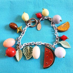 GUESS Fruit Enameled Chain Charm Bracelet